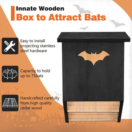Cedar wood bat box features - capacity for up to 75 bats easy stainless steel installation hardware outdoor bat house