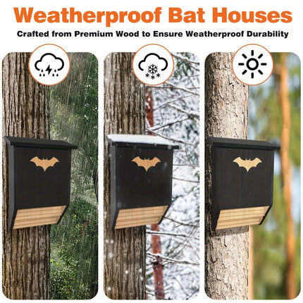 Outdoor wooden bat house installation guide - easy to mount on trees walls or poles for garden bat habitat