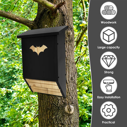 Wooden bat house feature overview - woodwork large capacity strong easy installation practical outdoor bat box