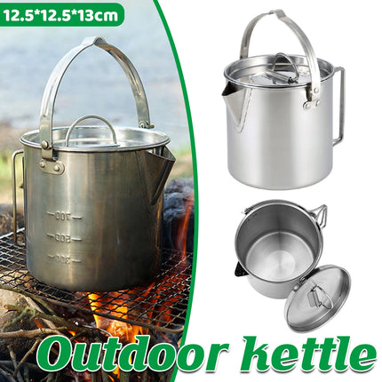 Portable Outdoor Kettle Coffee Teapot Camping Hanging Pot Cooker For Picnic