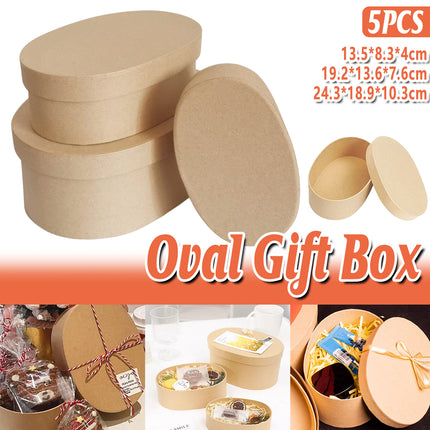 5pcs Oval Gift Boxes Paper Packaging Box Handcrafted Gift Storage Display Case