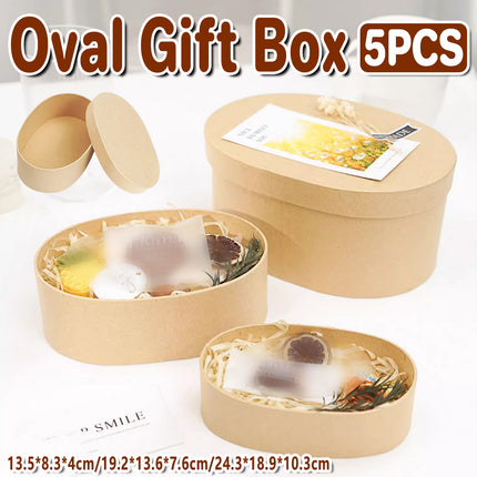 5pcs Oval Gift Boxes Paper Packaging Box Handcrafted Gift Storage Display Case