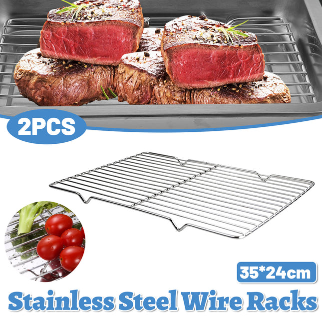 2pcs BBQ Stainless Steel Grill Grate Grid Wire Mesh Rack Cook Replacement Net