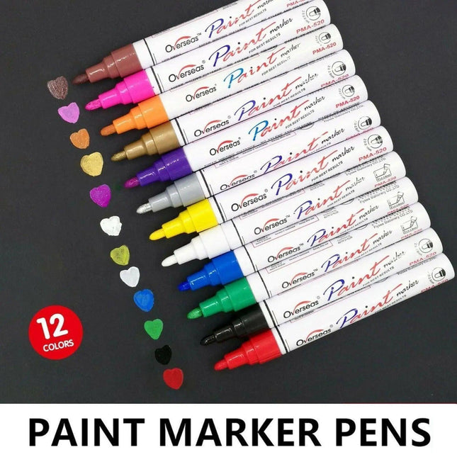 Overseas Paint Pen Marker Multicolored Car Tyre Metal Glass Rubber Permanent Au Aimall