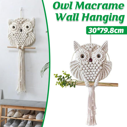Macrame Owl Wall Hanging Boho Woven Decor Handmade Tapestry Home Decoration Art