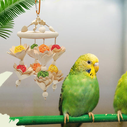 Hanging Parrot Chew Play Toy for Pet Birds Cage Accessory Interactive Grind Beak
