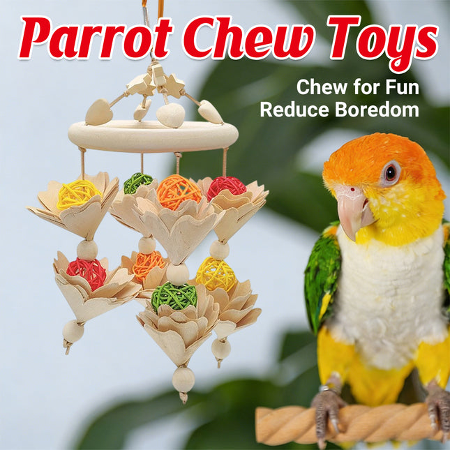 Hanging Parrot Chew Play Toy for Pet Birds Cage Accessory Interactive Grind Beak