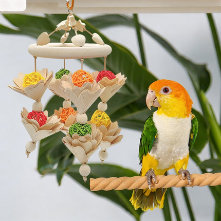 Hanging Parrot Chew Play Toy for Pet Birds Cage Accessory Interactive Grind Beak