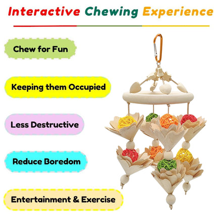 Hanging Parrot Chew Play Toy for Pet Birds Cage Accessory Interactive Grind Beak