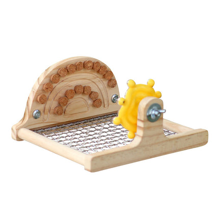 Parrot Metal Bottom Perch Stand With Tough Wood Toys Rotating Fun Interactive