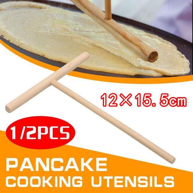 1/2X DIY Wood Spreader Stick for Crepe Pancake & Pita Batter