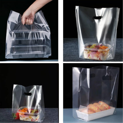 50PCS PE Gift Bags with Handles Clear Plastic Bags for Party Favors Wedding Use