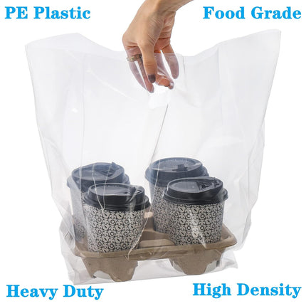 50PCS PE Gift Bags with Handles Clear Plastic Bags for Party Favors Wedding Use