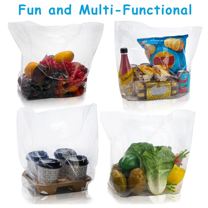 50PCS PE Gift Bags with Handles Clear Plastic Bags for Party Favors Wedding Use