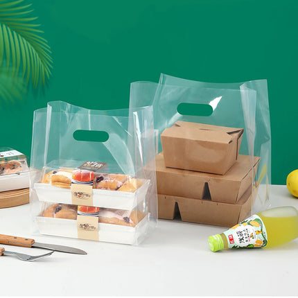 50PCS PE Gift Bags with Handles Clear Plastic Bags for Party Favors Wedding Use