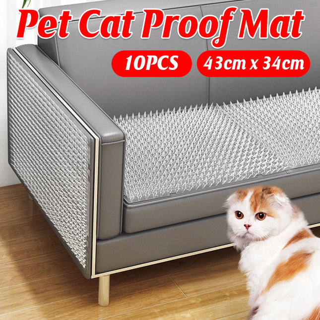 10PCS Cat Deterrent Mat Set with Soft Spikes Humane Fence and Surface Protector