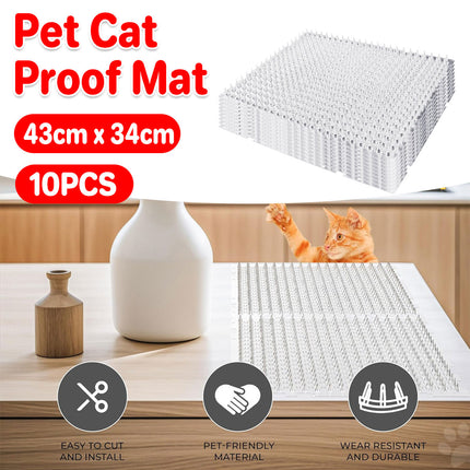 10PCS Cat Deterrent Mat Set with Soft Spikes Humane Fence and Surface Protector