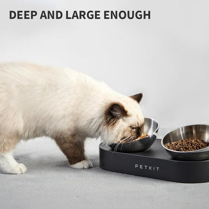 PETKIT 15 Degree Adjustable Double Pet Bowl Stainless Steel Raised Feeder
