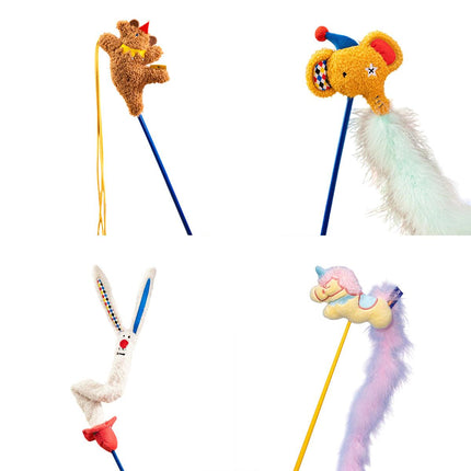 Circus Themed Cat Teaser Stick Interactive Teaser Pole Toy for Cats and Kittens