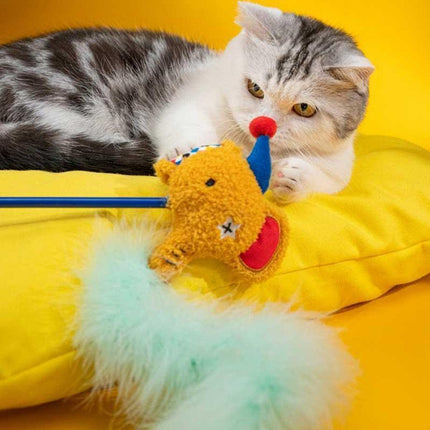 Circus Themed Cat Teaser Stick Interactive Teaser Pole Toy for Cats and Kittens