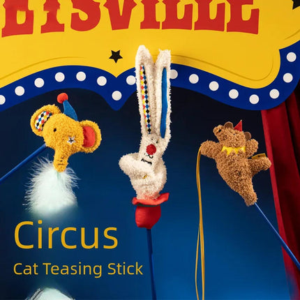 Circus Themed Cat Teaser Stick Interactive Teaser Pole Toy for Cats and Kittens