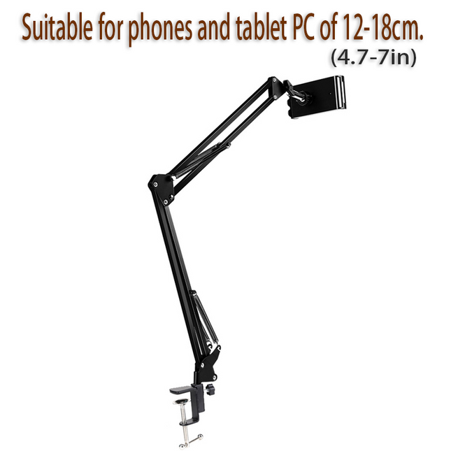 Clamp Long Arm Tablet Phone Holder Adjustable Mount for Bed Desk Use