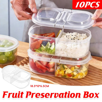 10Pcs Rectangular Airtight Container Set Fridge Freezer Pantry Storage Organiser