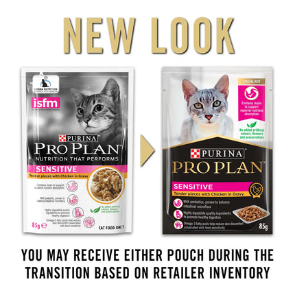 Pro Plan Adult Sensitive Wet Cat Food Chicken In Gravy 85gX12