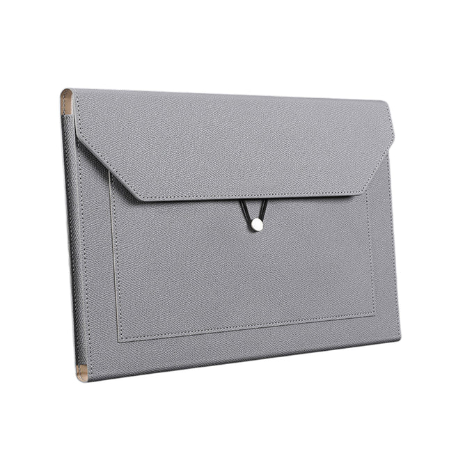 A4 Waterproof Document Bag for Office and School in PU Leather Gray