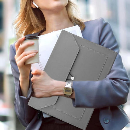 A4 Waterproof Document Bag for Office and School in PU Leather Gray