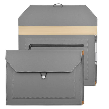 A4 Waterproof Document Bag for Office and School in PU Leather Gray