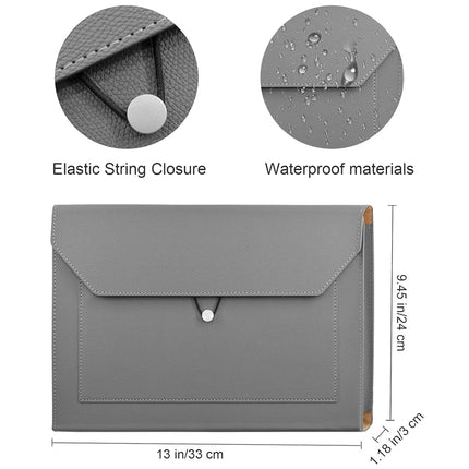 A4 Waterproof Document Bag for Office and School in PU Leather Gray