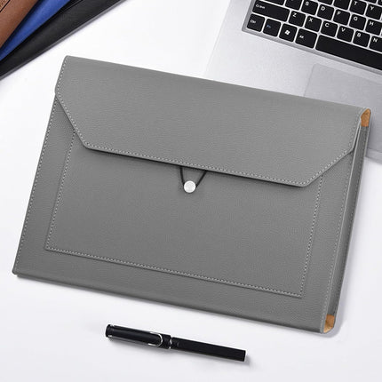 A4 Waterproof Document Bag for Office and School in PU Leather Gray