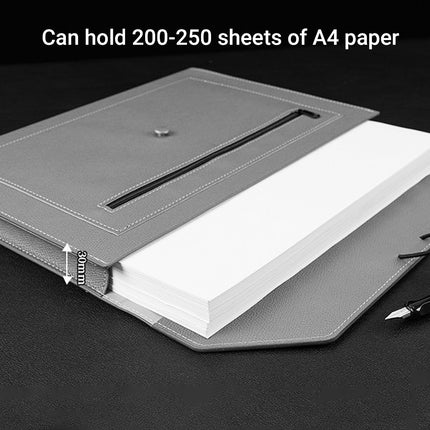 A4 Waterproof Document Bag for Office and School in PU Leather Gray
