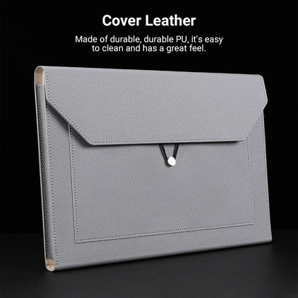 A4 Waterproof Document Bag for Office and School in PU Leather Gray