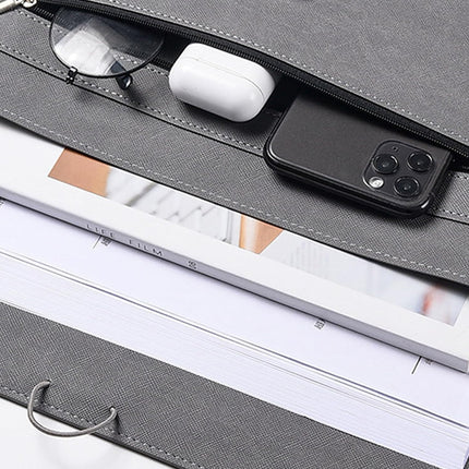A4 Waterproof Document Bag for Office and School in PU Leather Gray