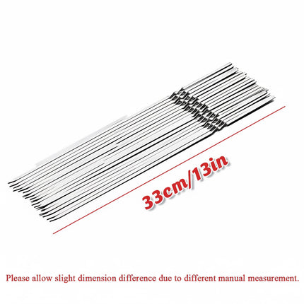 Stainless Steel Barbecue Metal Skewers Flat Needle BBQ Tools Kebab Stick 27CM
