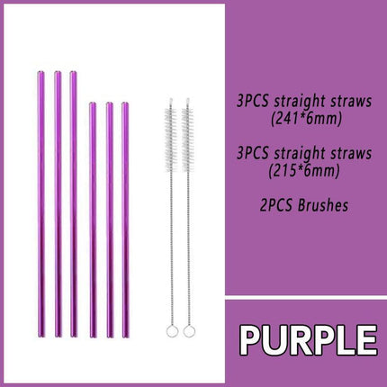 Reusable 304 Stainless Steel Straws Metal Drinking Washable Straw Brushes Set 2