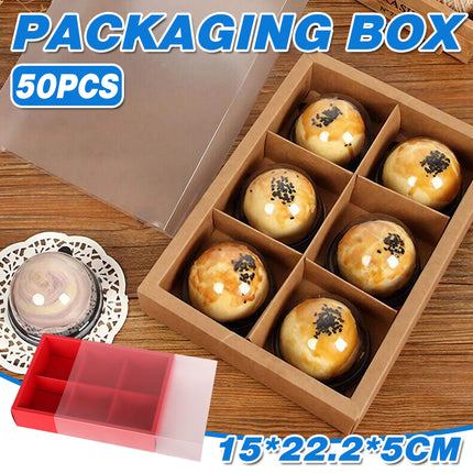 Kraft Paper Mooncake Gift Box 6 Compartment 50pcs Bakery Pastry Packaging Box