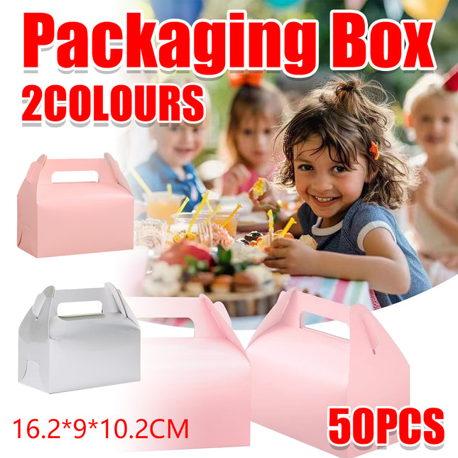 50PCS Handheld Pastry Box Bakery Packaging Cake Carry Box Single Layer Design