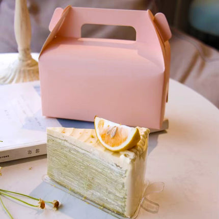 50PCS Handheld Pastry Box Bakery Packaging Cake Carry Box Single Layer Design