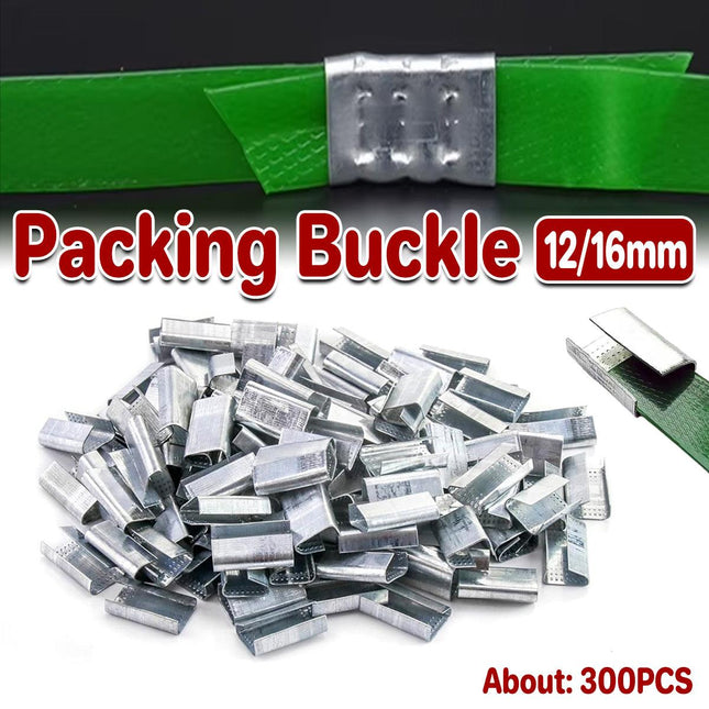 300PCS Packing Buckle Iron Strapping Clip 12mm 16mm Metal Banding Seal Fastener
