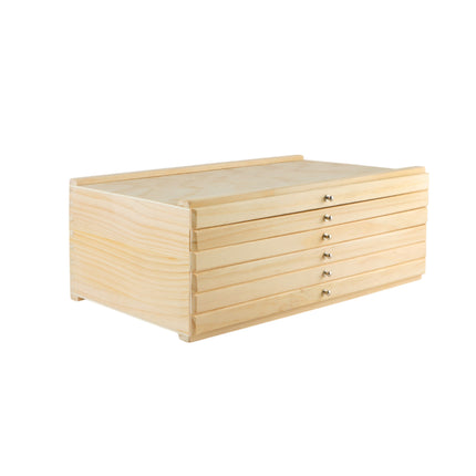 6 Tier Pine Wood Drawer Paintbrush Storage Box Art Case Organizer Artist Sketch