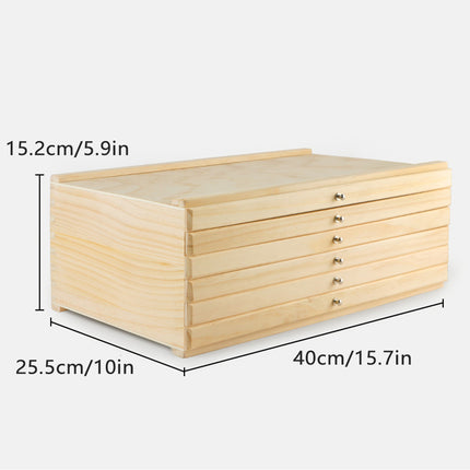 6 Tier Pine Wood Drawer Paintbrush Storage Box Art Case Organizer Artist Sketch