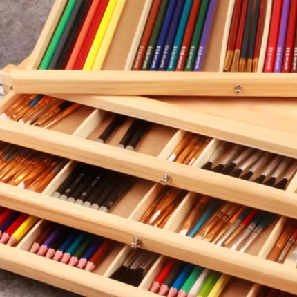 6 Tier Pine Wood Drawer Paintbrush Storage Box Art Case Organizer Artist Sketch