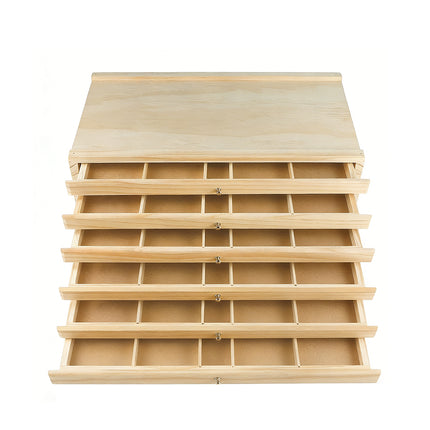 6 Tier Pine Wood Drawer Paintbrush Storage Box Art Case Organizer Artist Sketch