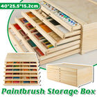 6 Tier Pine Wood Drawer Paintbrush Storage Box Art Case Organizer Artist Sketch