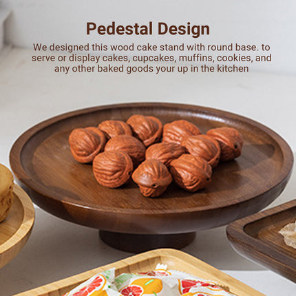 Minimalist Bamboo High-Legged Tray Sturdy for Home Kitchen Party Serving Dessert