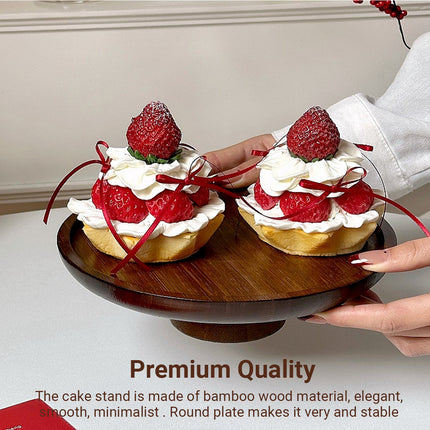 Minimalist Bamboo High-Legged Tray Sturdy for Home Kitchen Party Serving Dessert