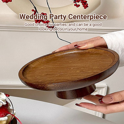 Minimalist Bamboo High-Legged Tray Sturdy for Home Kitchen Party Serving Dessert